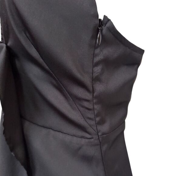 For Love & Lemons Black Ruffle Open Front Satin Slip Dress Size XS - Picture 14 of 14